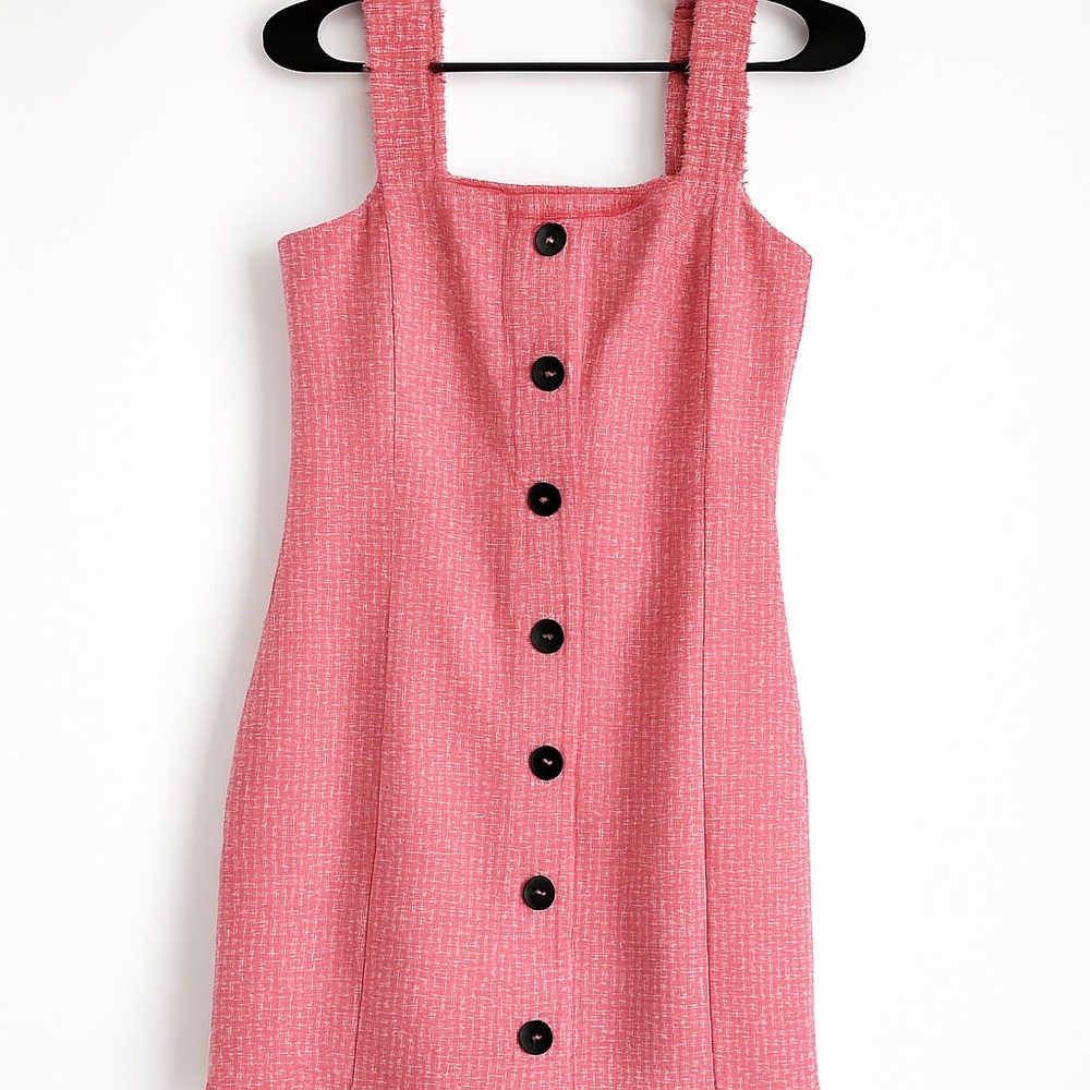 Francesca's Pink Tweed Dress with Buttons